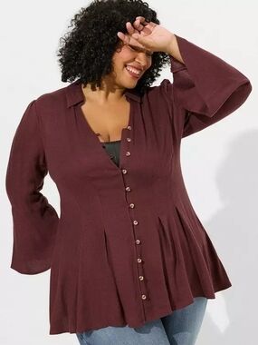 2X • Torrid • Fit & Flare Softest Flannel Acrylic Top With Bell Sleeves